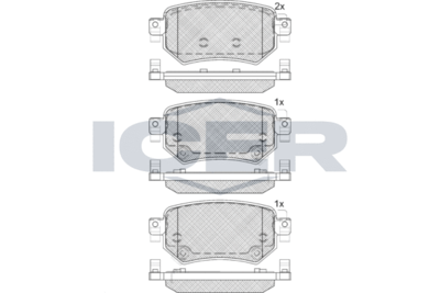 182263 ICER Комплект тормозных колодок, дисковый тормоз