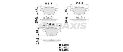 AB0498 BRAXIS Комплект тормозных колодок, дисковый тормоз