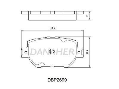 DBP2699 DANAHER Комплект тормозных колодок, дисковый тормоз