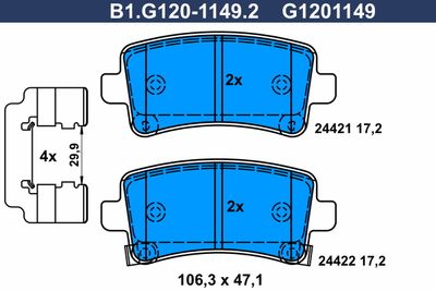 B1G12011492 GALFER Комплект тормозных колодок, дисковый тормоз