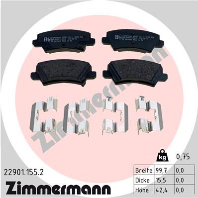 229011552 ZIMMERMANN Комплект тормозных колодок, дисковый тормоз