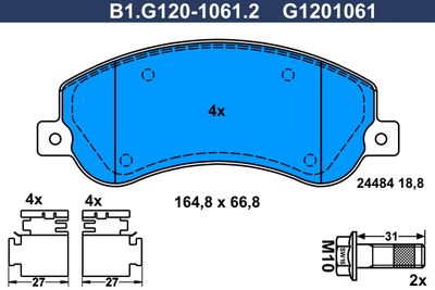 B1G12010612 GALFER Комплект тормозных колодок, дисковый тормоз