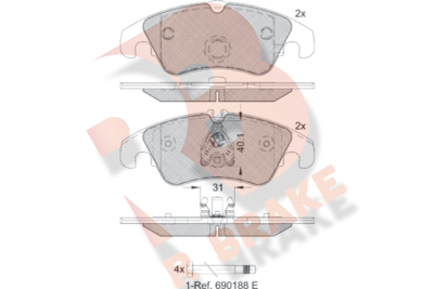 RB1862203 R BRAKE Комплект тормозных колодок, дисковый тормоз