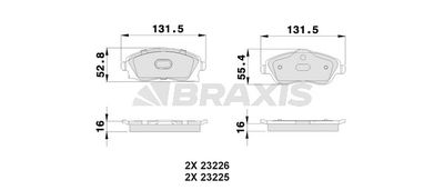 AB0007 BRAXIS Комплект тормозных колодок, дисковый тормоз