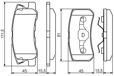 0986495172 BOSCH Комплект тормозных колодок, дисковый тормоз