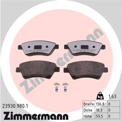 239309801 ZIMMERMANN Комплект тормозных колодок, дисковый тормоз