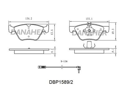 DBP15892 DANAHER Комплект тормозных колодок, дисковый тормоз