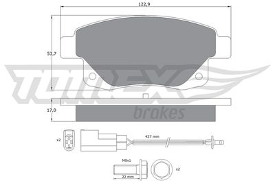 TX1475 TOMEX Brakes Комплект тормозных колодок, дисковый тормоз