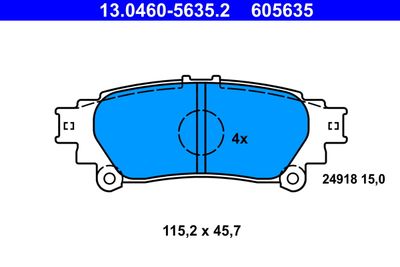 13046056352 ATE Комплект тормозных колодок, дисковый тормоз