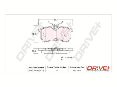 DP1010100816 Dr!ve+ Комплект тормозных колодок, дисковый тормоз