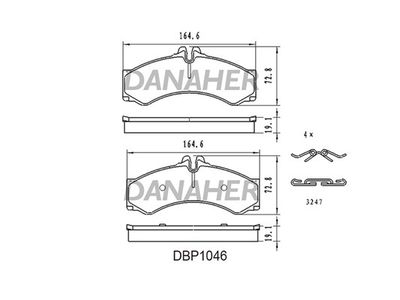 DBP1046 DANAHER Комплект тормозных колодок, дисковый тормоз
