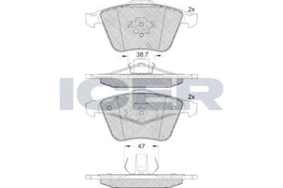 181652 ICER Комплект тормозных колодок, дисковый тормоз