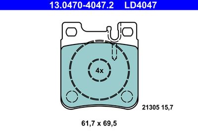 13047040472 ATE Комплект тормозных колодок, дисковый тормоз