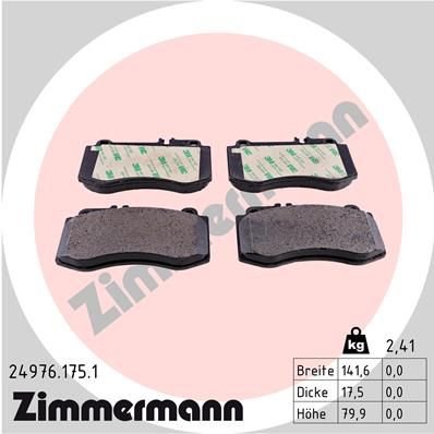 249761751 ZIMMERMANN Комплект тормозных колодок, дисковый тормоз