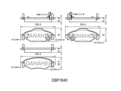 DBP1840 DANAHER Комплект тормозных колодок, дисковый тормоз
