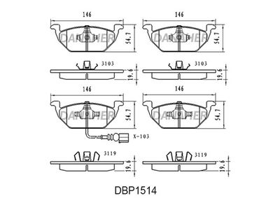 DBP1514 DANAHER Комплект тормозных колодок, дисковый тормоз