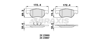 AA0229 BRAXIS Комплект тормозных колодок, дисковый тормоз