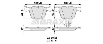 AA0314 BRAXIS Комплект тормозных колодок, дисковый тормоз