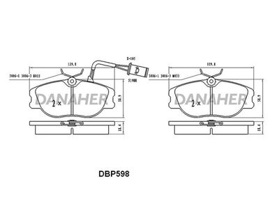 DBP598 DANAHER Комплект тормозных колодок, дисковый тормоз