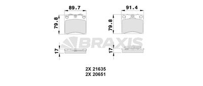 AA0152 BRAXIS Комплект тормозных колодок, дисковый тормоз