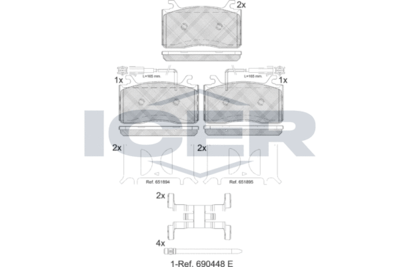 182309 ICER Комплект тормозных колодок, дисковый тормоз
