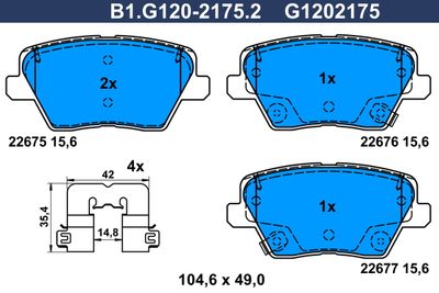 B1G12021752 GALFER Комплект тормозных колодок, дисковый тормоз