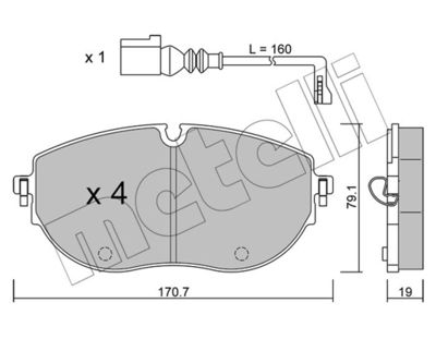 2213220 METELLI Комплект тормозных колодок, дисковый тормоз