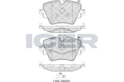 182216 ICER Комплект тормозных колодок, дисковый тормоз