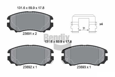 BPD1620 BENDIX Braking Комплект тормозных колодок, дисковый тормоз