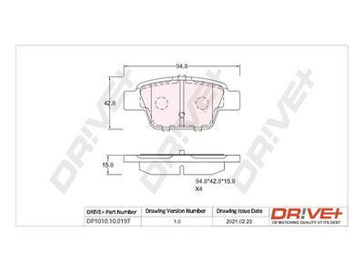 DP1010100197 Dr!ve+ Комплект тормозных колодок, дисковый тормоз