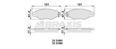 AA0014 BRAXIS Комплект тормозных колодок, дисковый тормоз