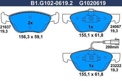 B1G10206192 GALFER Комплект тормозных колодок, дисковый тормоз