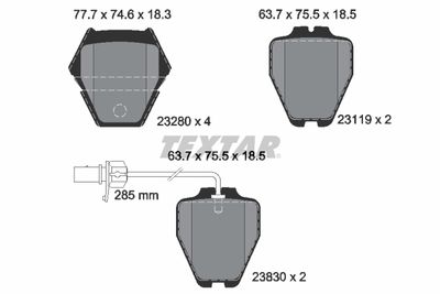 2328001 TEXTAR Комплект тормозных колодок, дисковый тормоз