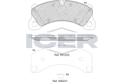 182206 ICER Комплект тормозных колодок, дисковый тормоз