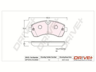 DP1010100904 Dr!ve+ Комплект тормозных колодок, дисковый тормоз