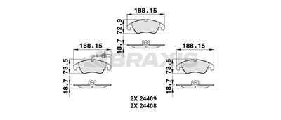 AB0129 BRAXIS Комплект тормозных колодок, дисковый тормоз