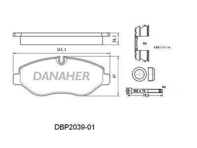 DBP203901 DANAHER Комплект тормозных колодок, дисковый тормоз