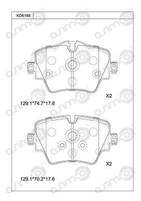 KD6168 ASIMCO Комплект тормозных колодок, дисковый тормоз