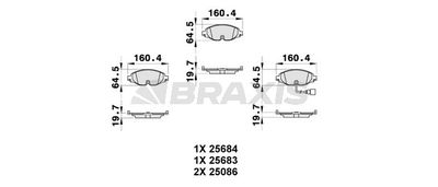 AB0313 BRAXIS Комплект тормозных колодок, дисковый тормоз