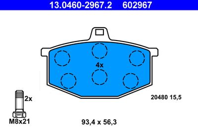 13046029672 ATE Комплект тормозных колодок, дисковый тормоз
