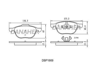 DBP1869 DANAHER Комплект тормозных колодок, дисковый тормоз