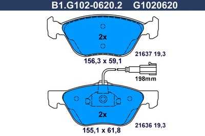 B1G10206202 GALFER Комплект тормозных колодок, дисковый тормоз