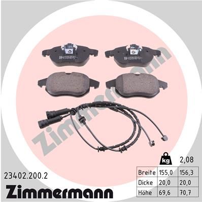 234022002 ZIMMERMANN Комплект тормозных колодок, дисковый тормоз