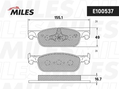 E100537 MILES Комплект тормозных колодок, дисковый тормоз