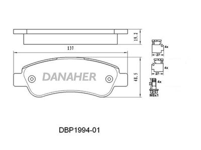 DBP199401 DANAHER Комплект тормозных колодок, дисковый тормоз