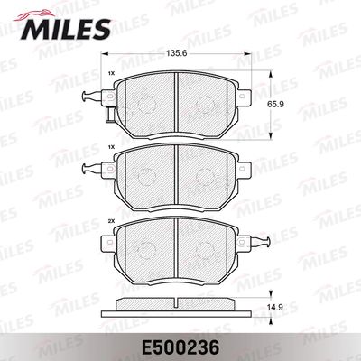 E500236 MILES Комплект тормозных колодок, дисковый тормоз
