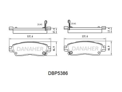 DBP5386 DANAHER Комплект тормозных колодок, дисковый тормоз