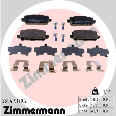 259471702 ZIMMERMANN Комплект тормозных колодок, дисковый тормоз