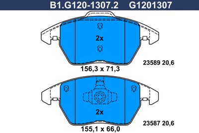 B1G12013072 GALFER Комплект тормозных колодок, дисковый тормоз