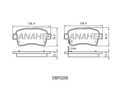 DBP2205 DANAHER Комплект тормозных колодок, дисковый тормоз